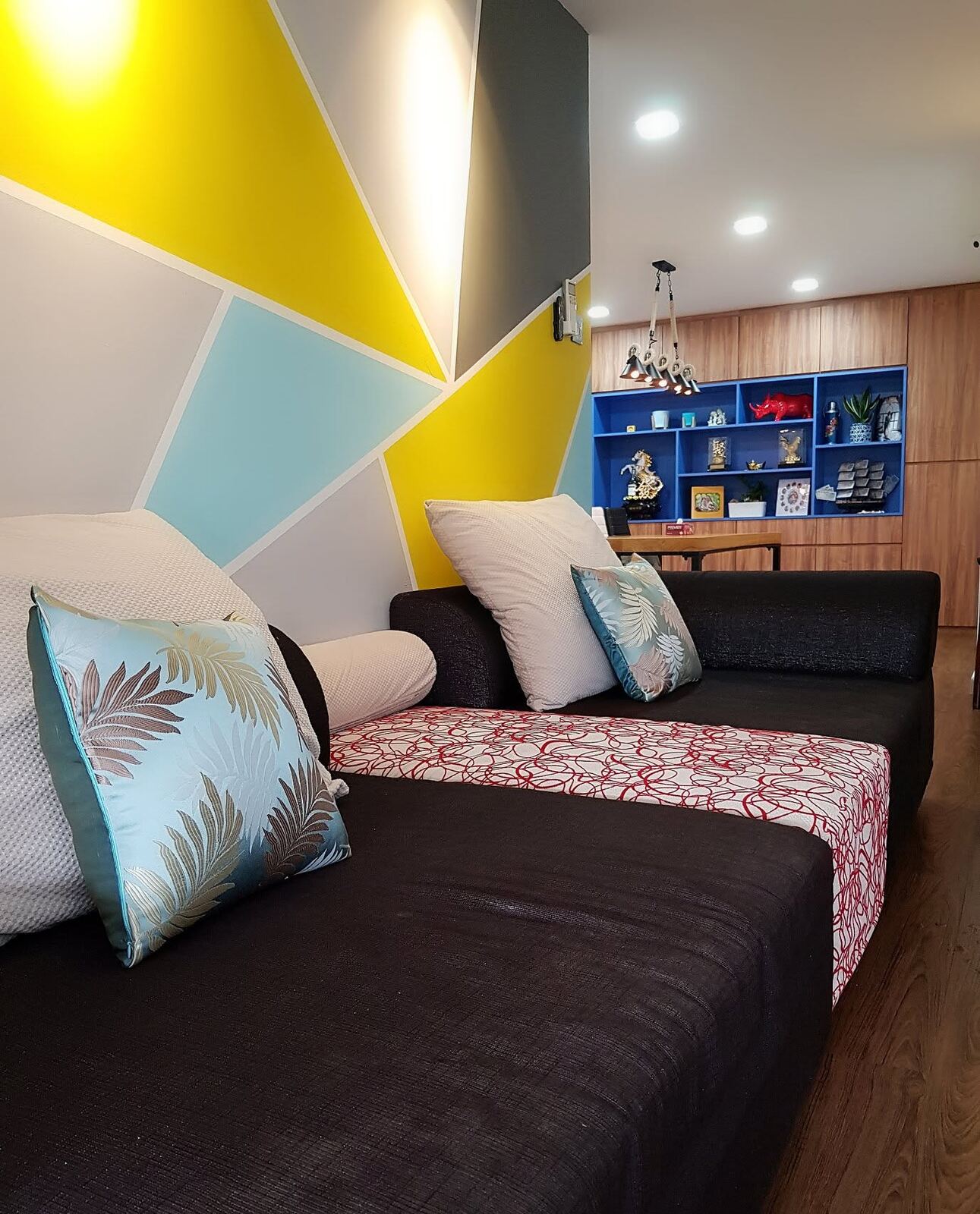 Geometric painted feature wall