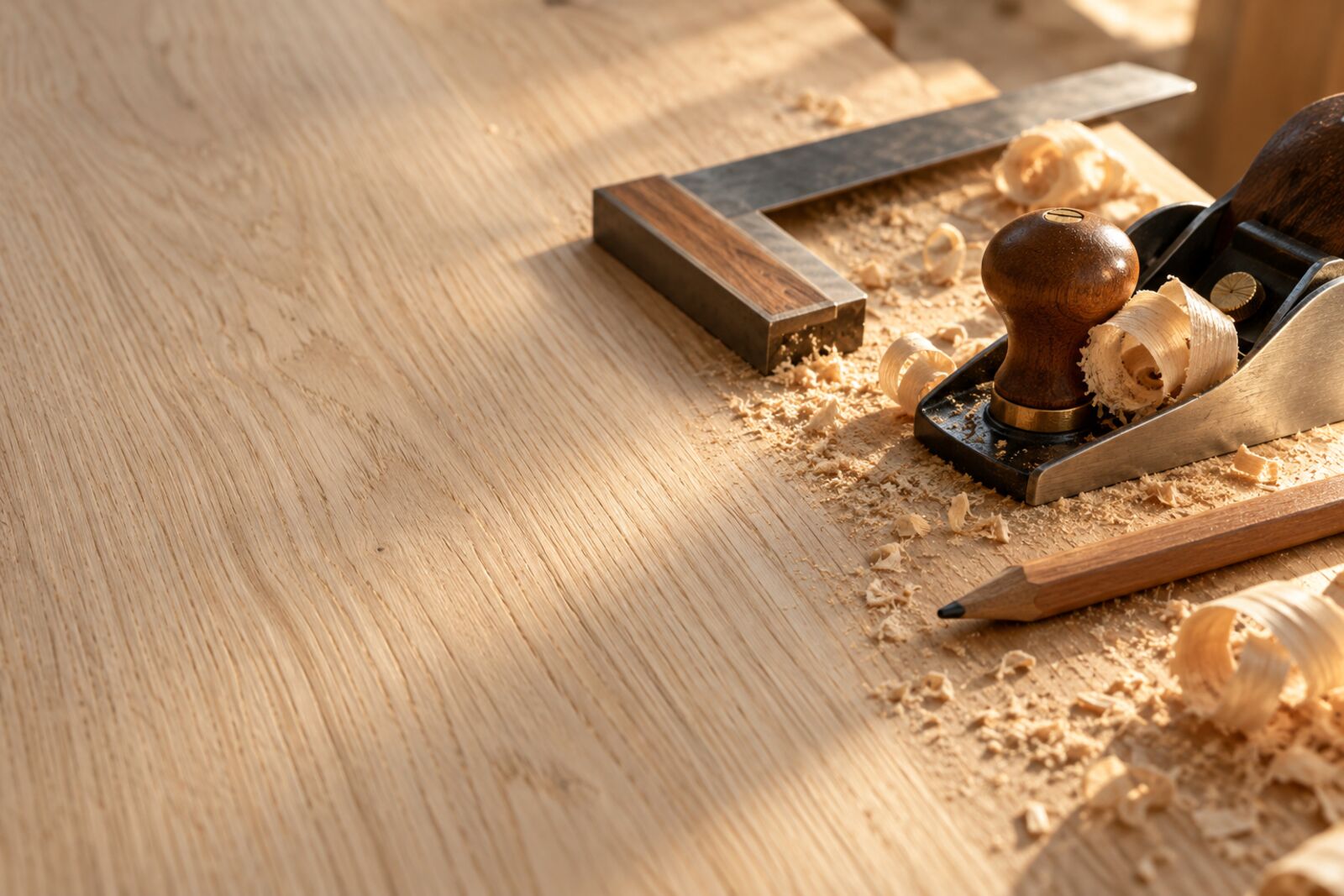 Try square, block plane and pencil on a sanded oak plank